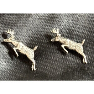 Small Deer Stud Earrings Sterling Silver Jumping Deer With Antlers Jewelry 3/4"